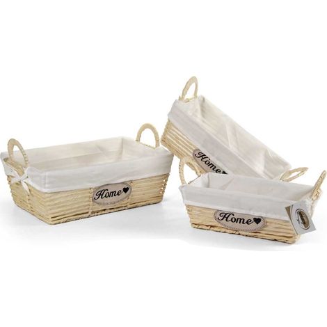 SET 3 CESTE DA BAGNO IN COLORE BEIGE 40/35/30 CM IN TESSUTO (1/2)