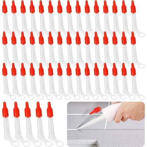Paquete de 50 boquillas y tapas de sellado de plástico rojo para calafateo, tubos de plástico para sellador adhesivo de cocina y hogar. (1/4)
