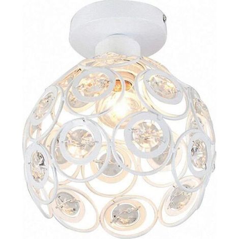 Moderne Plafonnier Industrielle Cristal en Métal Ø20cm , Luminaire l'éclairage Intérieur Exterieur de Plafond Abat-Jour Blanc