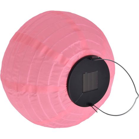 Lanterne solaire LED étanche, lanterne chinoise en tissu rose, idéale pour les mariages, les fêtes et la décoration de la maison et du jardin. (1/5)