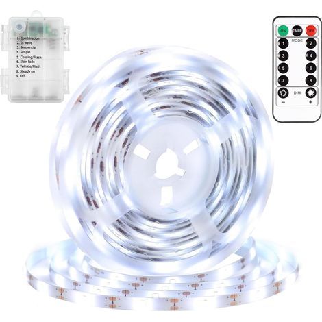 1 Self-Adhesive LED Strip 2M, 60 White LEDs, Remote Control Timer, Indoor/Outdoor (1/5)