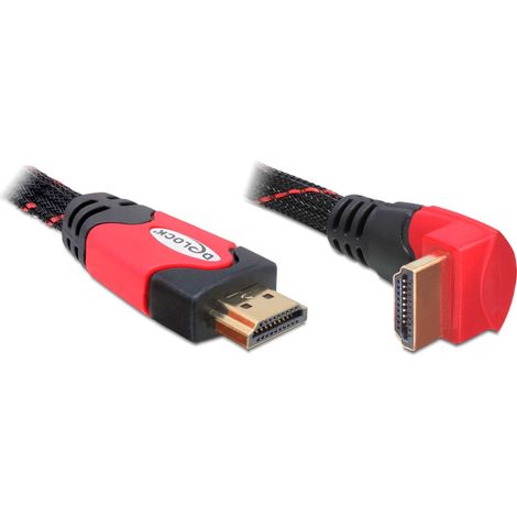 Delock - Câble HDMI 1.4 High Speed - coudé unilatéral - 2 m - Noir/Rouge