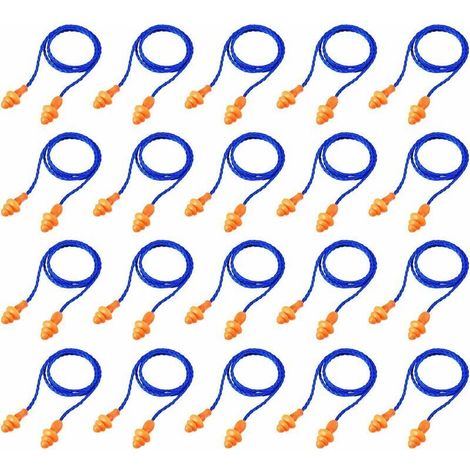 20 Pairs Reusable Silicone Earplugs with Lanyard, Noise Cancelling Earplugs for Sleeping and Hearing Protection, Blue