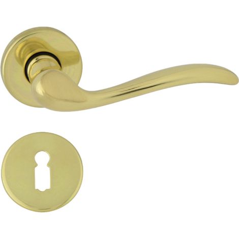 DOMINO Poignée de porte TULUZA R M1 BB Poignée avec rosace BB pour clé Laiton satiné/brillant (1/5)