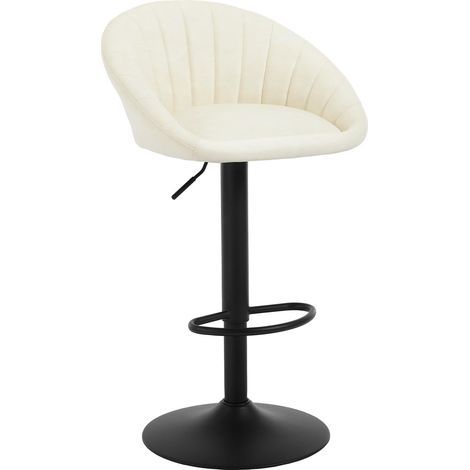 WOLTU Juego de 1 taburetes de bar vintage de PU, sillas de bar giratorias ajustables, color beige