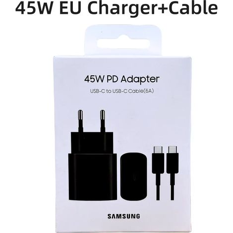Chargeur Samsung d'origine 45 W à charge ultra-rapide, certifié UE, pour Galaxy Z Fold 5 4 3 Flip 5 4 3 S23 S24 Ultra S20 S22 S21 - Noir, version UE (1/5)