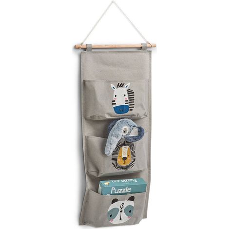 Hängeorganizer für Spielzeuge mit niedlichen Tieren für Kinder, 60 × 20 cm, ZELLER