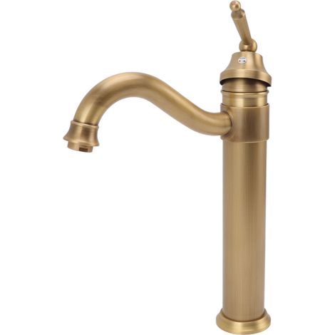 Robinet mitigeur haut en cuivre style industriel rétro, à poignée unique, pour lavabo sur plan de travail, salle de bain ou hôtel. (1/5)