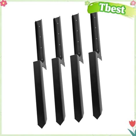 Kit de réparation de poteau de clôture - TBEST - Kit de 4 - Acier robuste - Répare poteaux bois inclinés - Fixation au sol (1/5)