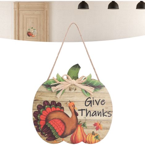 Türdekoration im amerikanischen Landhausstil für Thanksgiving, Holzkürbis, JM00907 (1/5)