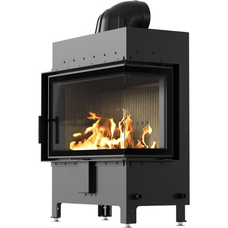 Kamineinsatz aus Stahl KRATKI LUCY rechts 14 kW Ø 200 schwarz mit Türfeder (1/5)