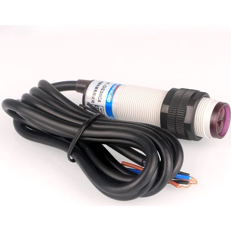 30cm Adjustable M18 Optical Diffuse Photoelectric Switch Sensor Three Lines NPN NO (Normally Open) Proximity Switch 6-36VDC E3F-DS30C4 (1/5)