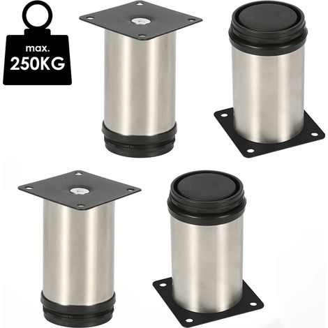 Randaco 4X Muebles Piernas 8CM Acero inoxidable Sofá Pierna Soporte Ajustable Armario Pierna Sofá Piernas Piernas Cama (1/5)