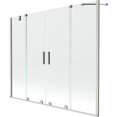 Mexen Velar Duo mampara de baño de 2 hojas correderas 190 x 150 cm, transparente, níquel cepillado - 896-190-000-02-97 (1/2)