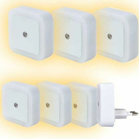 [Lot de 6] Veilleuse Prise Electrique Enfant- Détecteur Automatique Jour/Nuit veilleuse LED à brancher sur les murs, Lampe cellule photoélectrique crépusculaire (1/5)