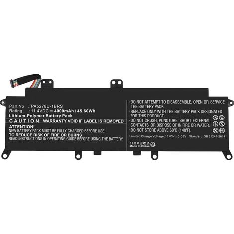 Batterie CoreParts 45,60 Wh Li-ion 11,4 V 4000 mAh noire pour ordinateurs portables Toshiba, Portege X30 et Tecra X40, mbxto-BA0067