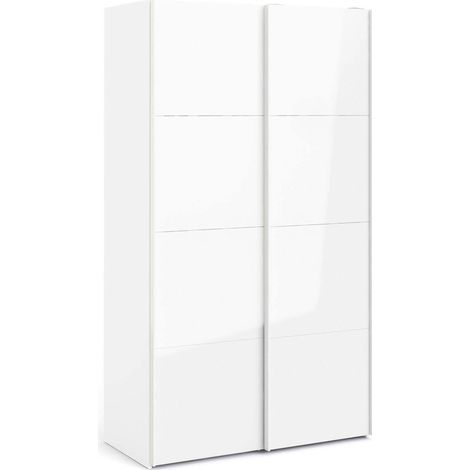 Dmora - Armario 2 puertas Adria, Muebles de dormitorio, Vestidor, Armario de ropa, 122x62 h220 cm, Blanco brillante
