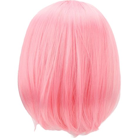 Perruque Bob Court Rose avec Frange - Perruque Élégante pour Étudiantes, Style Fluffy et Droit (1/5)