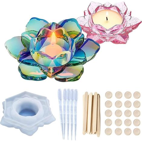 Moldes de resina de silicona para flores de loto y portavelas, caja de almacenamiento con forma de flor Fai-da-Te