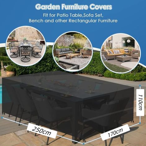 Housse salon de jardin imperméable 250x170x110 cm – Tissu Oxford résistant aux acides – Fixation sécurisée avec boucles en nylon (1/4)