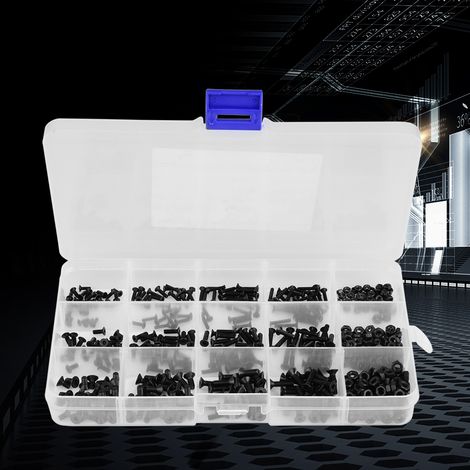 Ensemble de 480 vis et écrous à tête hexagonale creuse en acier au carbone noir, M2, M2.5, M3 (1/5)