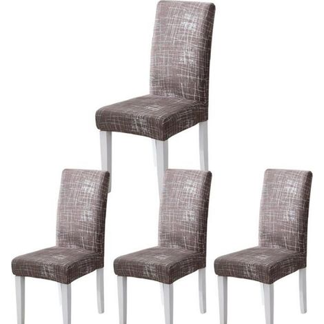 Lot de 4 housses de chaise (style nordique), housses de chaise de salle à manger extensibles C (1/4)
