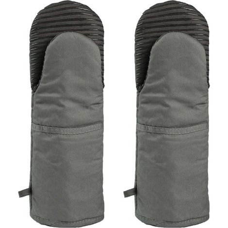 par de guantes resistentes al calor, Guantes de algodón aislantes del calor, Extensos, Antideslizantes, 15 x 35 cm, Gris oscuro (1/5)
