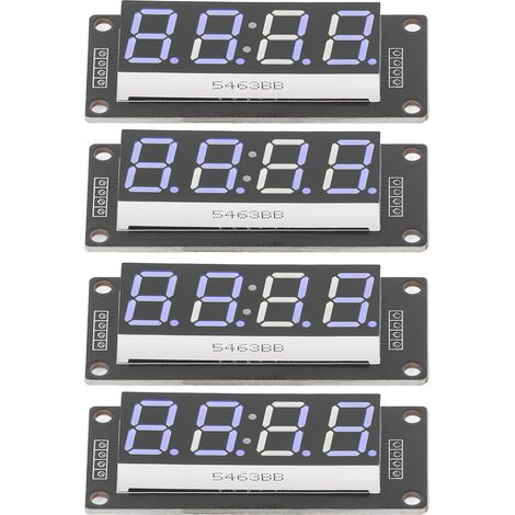 Lot de 4 afficheurs 4 chiffres 7 segments LED bleus 0.56 pouces TM1637 MRA041C avec platine PCB module horloge (1/5)