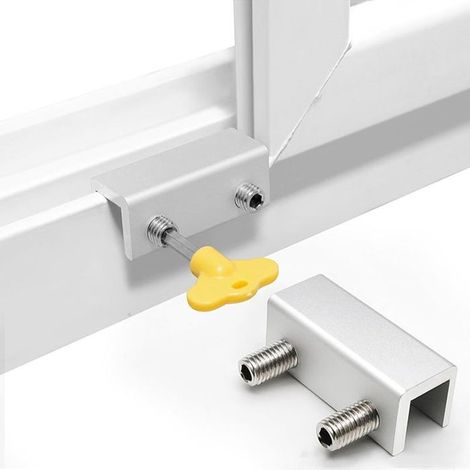 Lot 4 butées porte à verrous fenêtre aluminium réglables - Sécurité enfant sans perçage pour chambre, bureau, intérieur/extérieur (1/5)