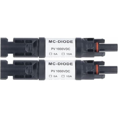 Lot de 2 Pièces de Connecteur PV Solaire 1000 V Diode Anti-retour Intégrée IP68 étanche pour Connexion Panneau Solaire(10A) (1/5)