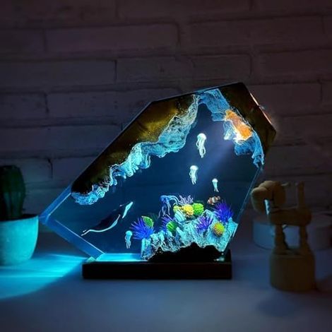 Veilleuse en résine époxy, lampe océan pour salle de bain ou (1/5)