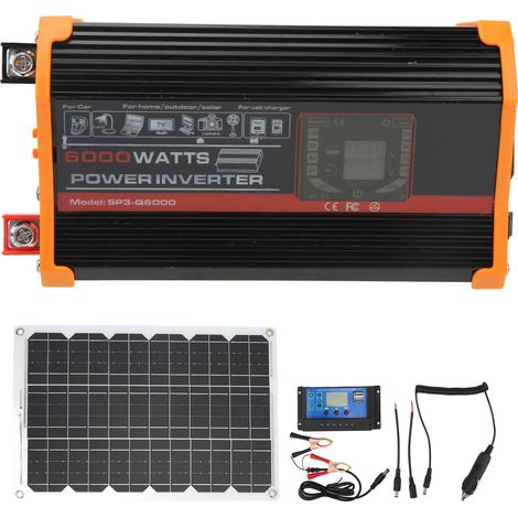 Onduleur solaire 500W à onde modifiée, kit panneau solaire 18W 18V, régulateur 30A 12V/24V, noir, conversion 12V vers 220V (1/5)