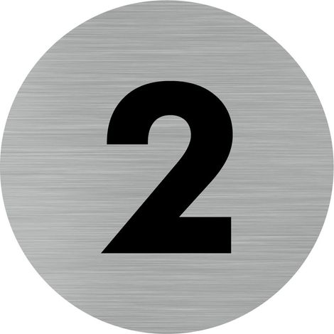 Pictogramme chiffre 2 (Q0305).- Adhésif aspect aluminium brossé - Diamètre 83 mm (1/5)