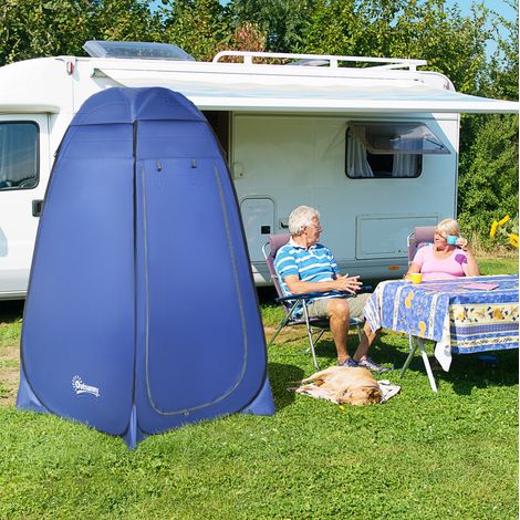 Tenda doccia pop up 120x120x190 cm, multifunzionale, con tasche interne, poliestere blu (1/5)