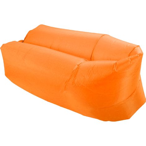 Aufblasbarer Liegesessel/Luftsofa, tragbar, faltbar, bequemes aufblasbares Sofa mit Aufbewahrungstasche, geeignet für Camping im Freien, orange. (1/4)