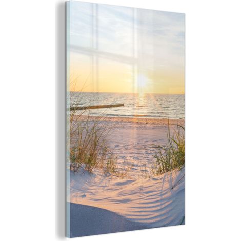 TABLEAU EN PLEXIGLAS Plage - Soleil - Dune - Herbe - Sable - Horizon Tableau Moderne 60x90 (1/5)
