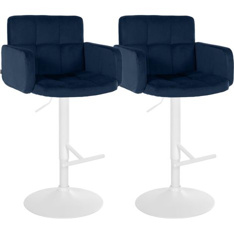 Set di 2 sgabelli da bar Los Angeles in velluto blu bianco (1/5)