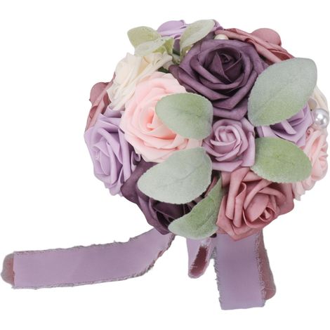 Brautstrauß, farbenfroh, mit Bindeblumen, romantisch, handgefertigt, elegant, für Partys, Büros, Geschäfte, Gärten, 26 x 20 cm / 10,23 x 7,87 Zoll, Typ B (1/5)
