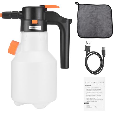 Pulvérisateur à mousse électrique, pompe puissante alimentée par batterie de 2 L, pulvérisateur sous pression rechargeable sans fil avec buse réglable pour le nettoyage de la voiture, les détails de l (1/5)