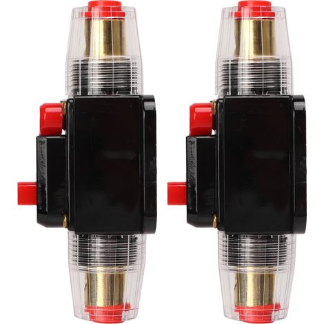 Disjoncteur en ligne 12-24 V avec porte-fusible à réarmement manuel, cosses de batterie et gaine thermorétractable pour système audio de voiture ou de bateau, 50 A (1/5)