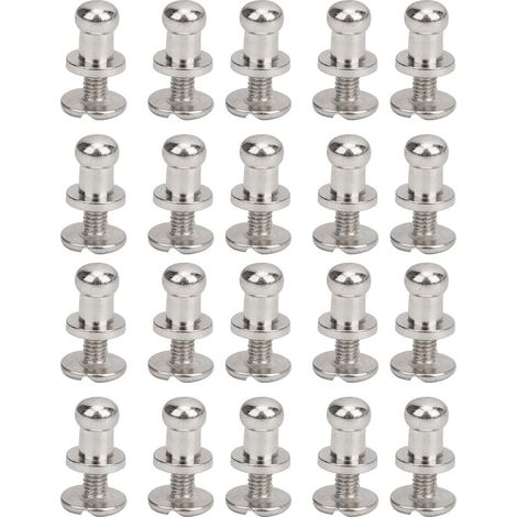 Lot de 20 clous à tête ronde en cuivre, rivets et vis à tête plate, pour la décoration de bracelets, sacs, vêtements, chaussures et ceintures (argent). (1/5)