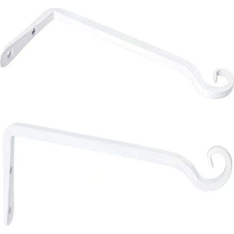 Lot de 2 Crochets- Blanc de Suspension Muraux Décoration Fer Forgé pour Jardin avec Vis pour Plantes Mangeoires à Oiseaux Lanternes