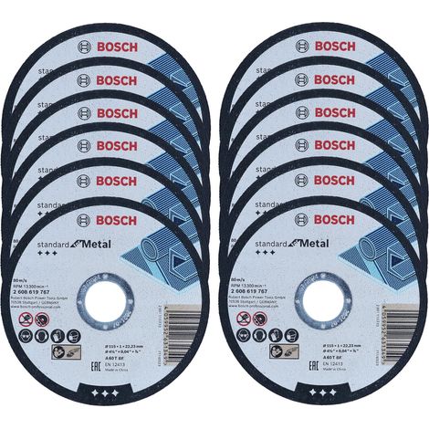 Bosch 115mm 4.5"" Thin Slit Cutting Discs 1mm Wheel Metal Steel Stainless x 12 (1/5)