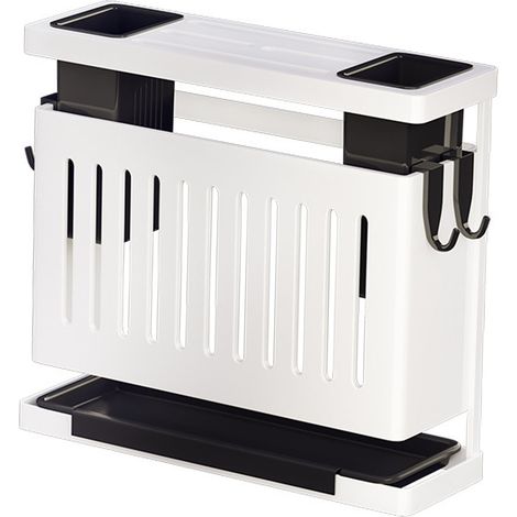 Porte-couteaux et baguettes avec égouttoir mural multifonctionnel blanc