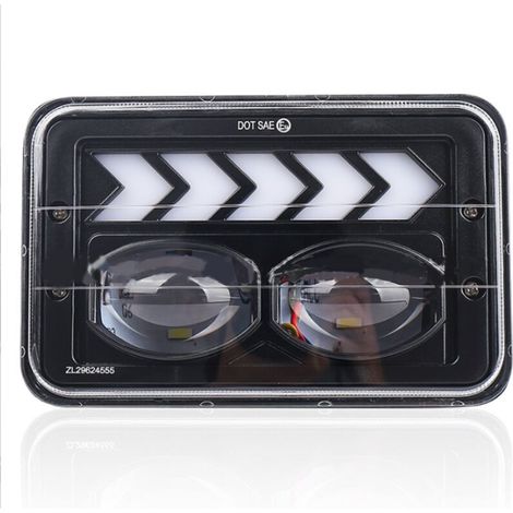 LED headlight 17.8 x 15.2 cm rectangle 12.7 x 17.8 cm with arrow shape Angel Eye Halo and white DRL and yellow turn signal for truck replacement H6014 H6054 6054 H6052 (2 pieces) (1/4)