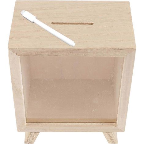 tirelire en bois transparente avec stylo inclus.-14.00X12.00X8.00CM (1/2)