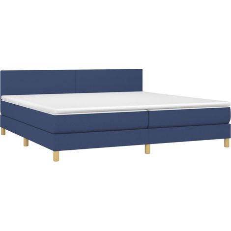 vidaXL Giroletto a Molle con Materasso Blu 200x200 cm in Tessuto