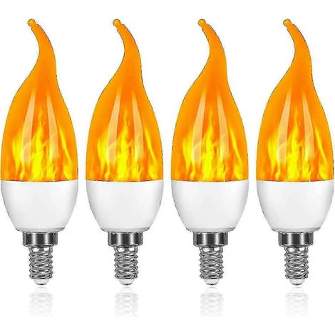 Lot de 4 ampoules LED E14 3W à effet flamme avec 3 modes d'éclairage décoratifs (1/5)