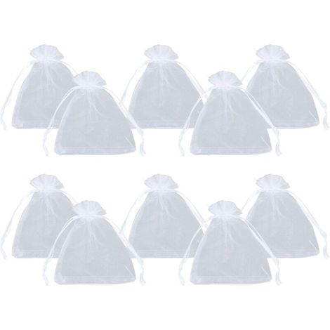 Ahlsen 100 sacchetti in organza bianca, 10 x 12 cm, sacchetti in organza trasparente con coulisse per piccoli oggetti, regali, gioielli, confezioni e organizzazione (1/5)