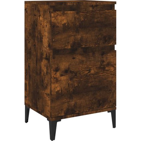 Table de chevet avec tiroir et compartiment de rangement 40 x 35 x 70 cm bois d'ingénierie marron et métal DEC033600